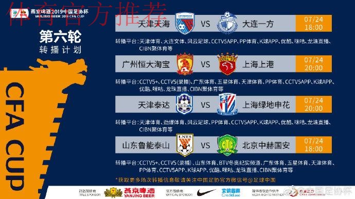 一战到底 | 燕京啤酒2019中国足协杯半决赛抽签 上港遇鲁能 一方战申花 一战到底 | 燕京啤酒2019中国足协杯半决赛抽签 上港遇鲁能 一方战申花